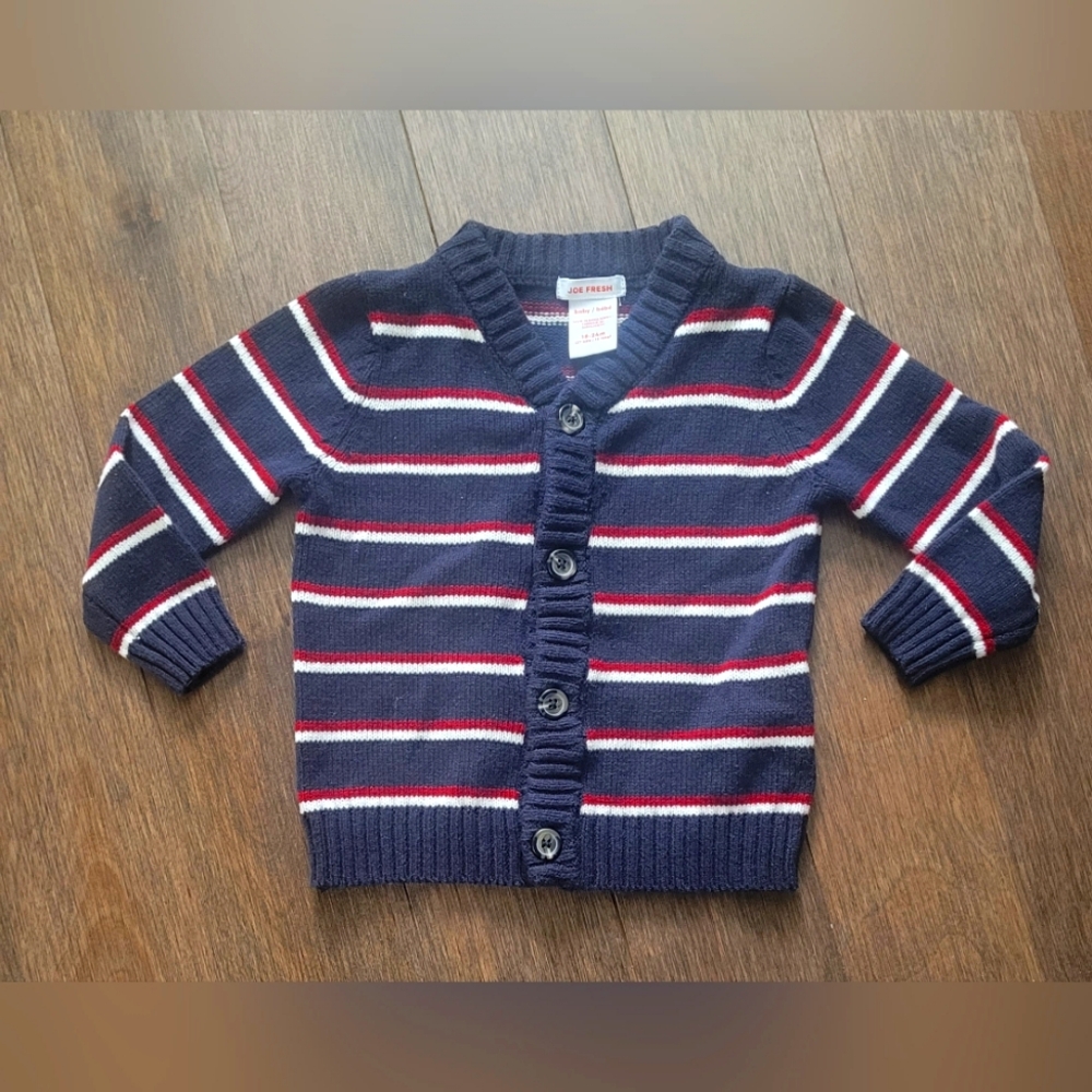 Joe Fresh Baby Button Up Cardigan - Stripes - Size 18-24 months